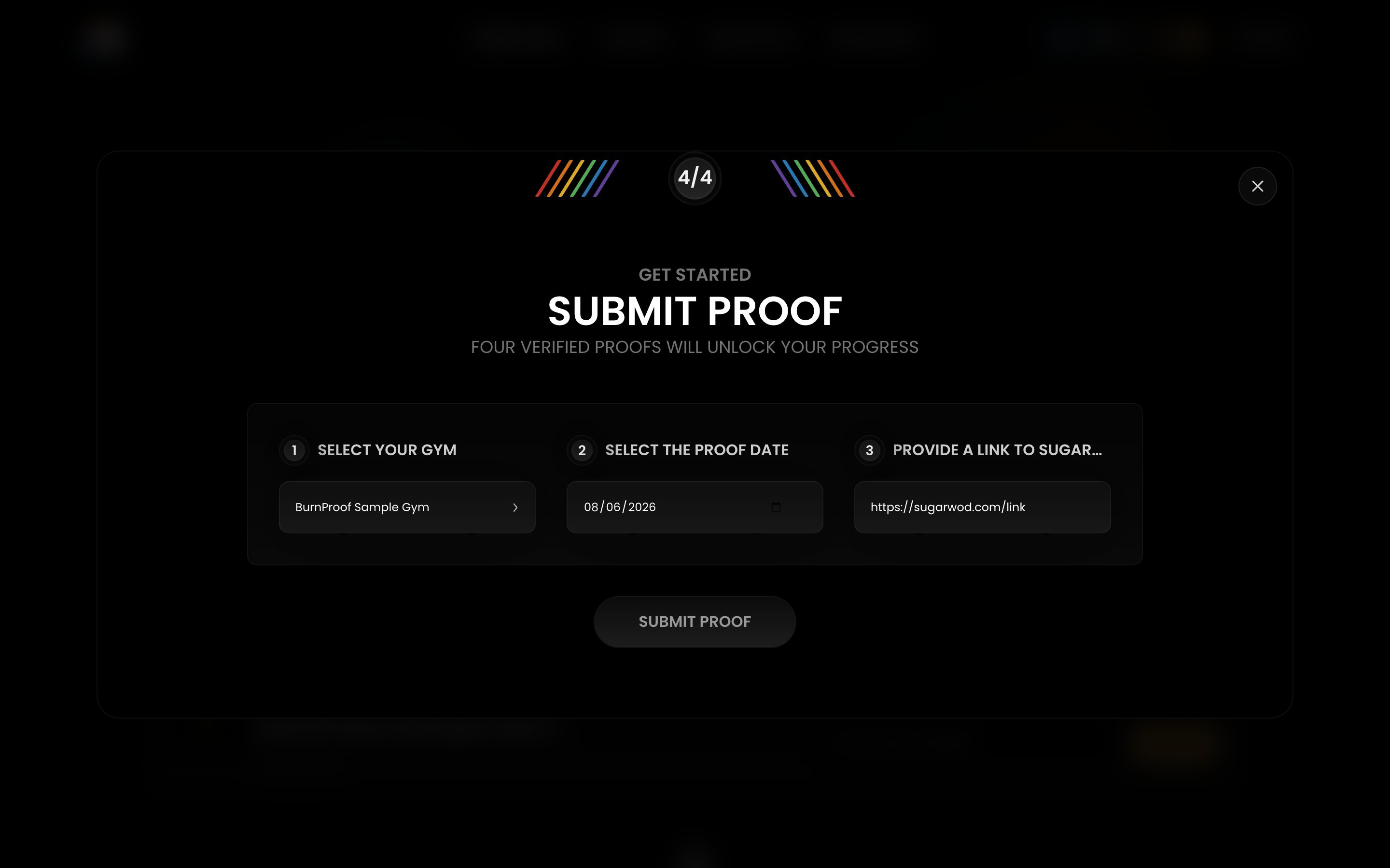 An athlete submitting a workout proof from the Burnproof dashboard